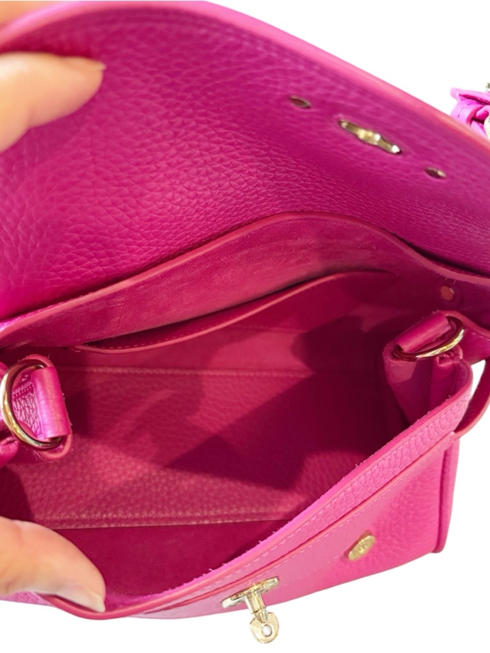 Mulberry Hot Pink Leather Crossbody Satchel with Braided Handle mini Alexa - Picture 8 of 12